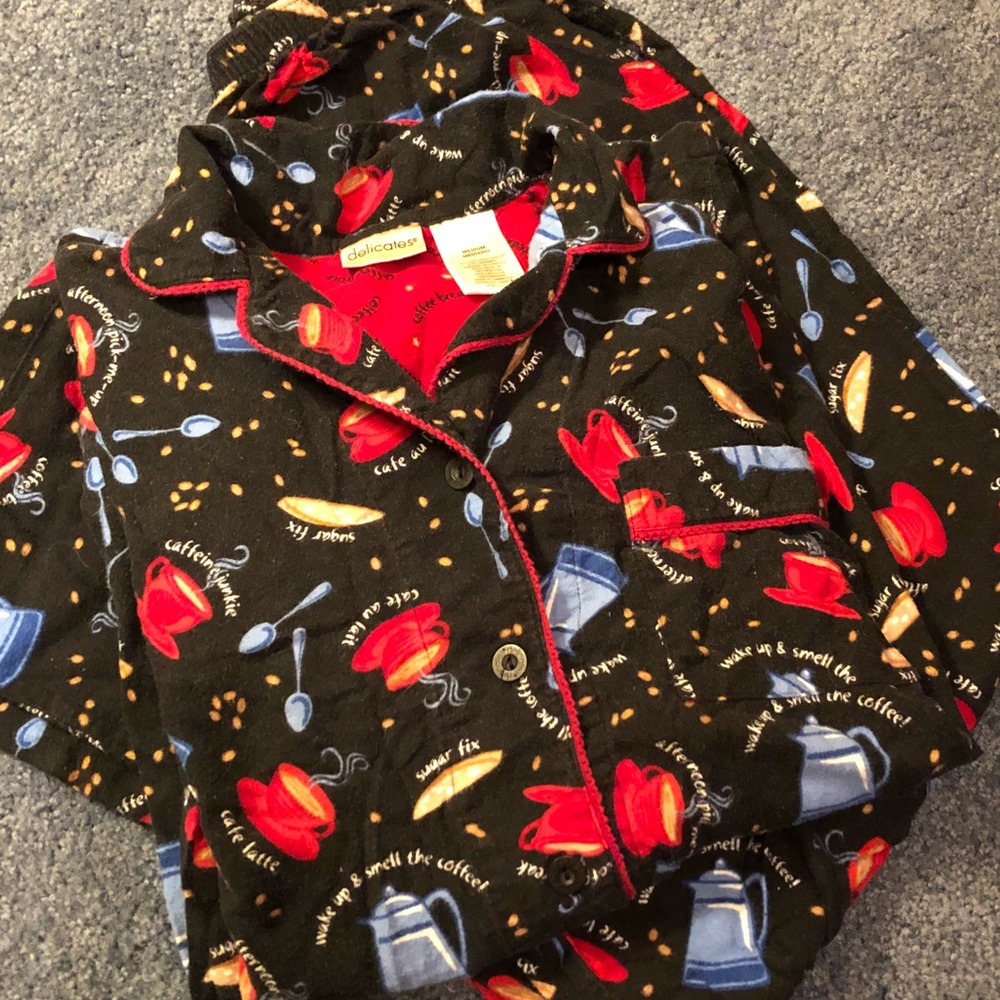 Coffee print flannel pajamas